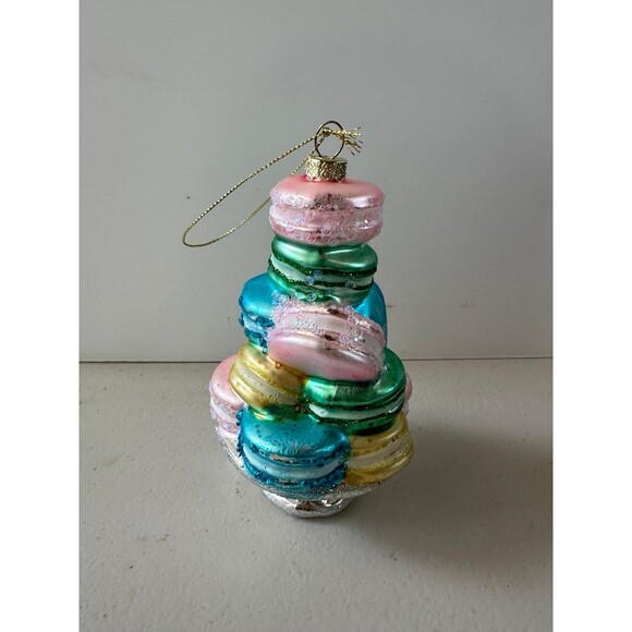 Nobel Gems Stacked Macaroon Sweet Tooth Molded Blown Glass Christmas Ornament - Picture 2 of 5